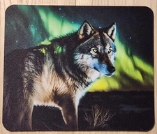 Wolf Northern Lights Sublimated Mouse Pad Computer Wildlife
