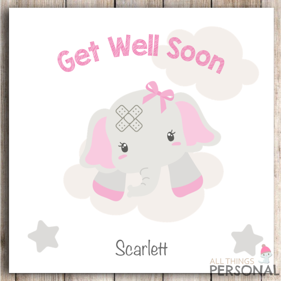 Personalised Get Well Soon Card Cute Girls For Her Speedy Recovery Operation