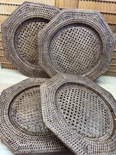 Woven Rattan Wicker Chargers set of 4