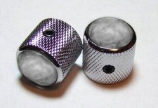 GUITAR KNOBS - SMOKE PEARL Dome Top Knurled Barrel Solid Metal - Set 2 - CHROME