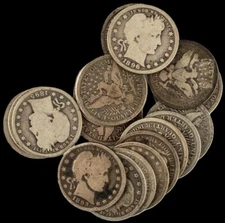 One (1) 1800's silver Barber Quarter ONLY 1892 - 1899 - better dates FREE SHIP!