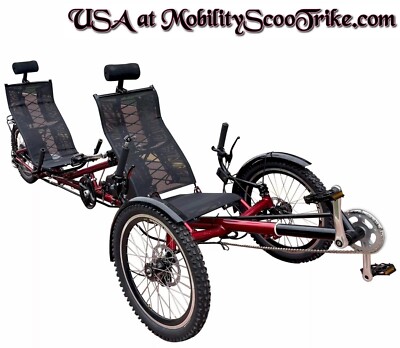 adult tadpole folding electric tandem recumbent trike bike
