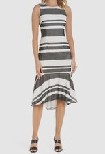 $530 Adrianna Papell Women's Black Stripe Sleeveless Trumpet Sheath Dress Size 2