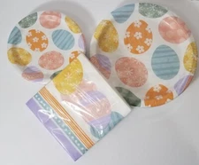 Easter Eggs Around 20ct Banquet Plates 32ct Lunch Plates & 30ct Napkins Set  NEW