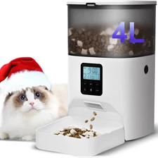 Automatic Cat Feeder 4L, Timed Dog & Cat Food Dispenser with 10s Voice Recorder