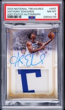 2024-25 National Treasures ANTHONY EDWARDS /10 Retro 2007 GU Patch Auto PSA 8