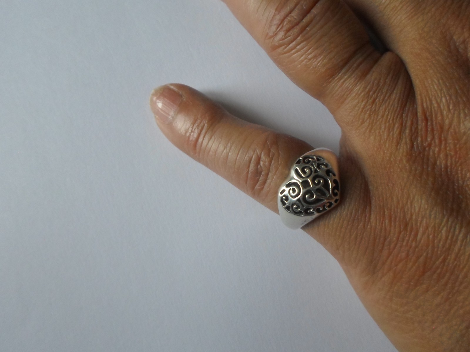 solid silver ring, openwork dome, heart, size 54 - image 2