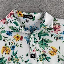 Bad Birdie Polo Shirt Mens Medium White Floral Short Sleeve Golf Performance