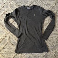Under Armour Women  s Cold Gear Base Layer Top Grey Small Long Sleeve Fitted Crew