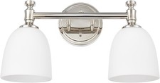 Polished Nickel 2-Light Bathroom Vanity Light Wall Fixture Over Mirror