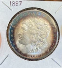 1887 P MORGAN DOLLAR BU+ GORGEOUS RAINBOW TONING