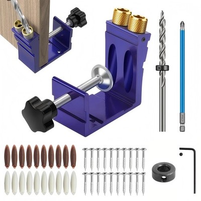37Pcs Pocket Hole Screw Jig 15 Degrees Dowel Drill Joinery Kit Woodwork Tool