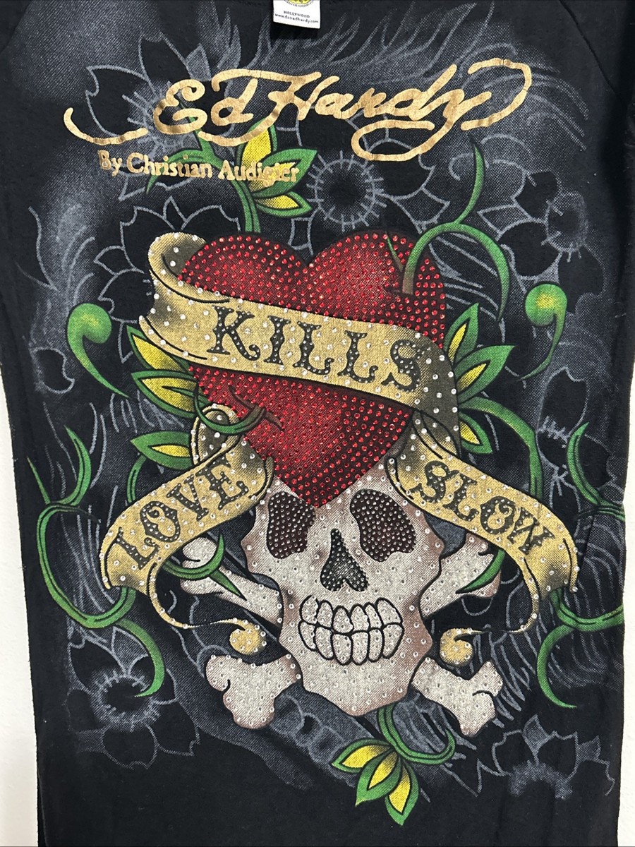 Ed Hardy Vintage Y2K 2000's Love Kills Slowly Skull Dress