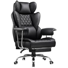Big and Tall Office Chair, High Back Leather Gaming Chair with Footrest, Exec...