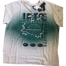 New Era NFL Team Apparel Jets 90s Style Graphics Cream/Green T-Shirt Size XL NWT