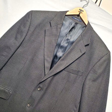 VTG Chaps Ralph Lauren 100 Pure New Wool Blazer Men 46R Gray Houndstooth Jacket