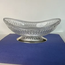 Vintage West Germany Crystal Pedestal Compote with Silver Plated Base -00