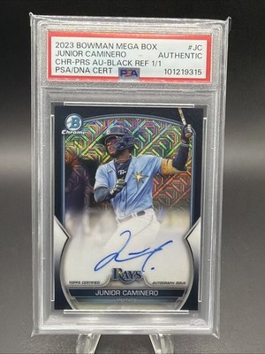 2023 Bowman Mega Box Junior Caminero 1/1 Black Refractor Autograph One Of One!