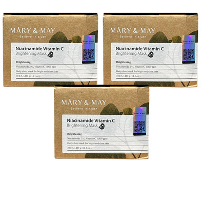 3 Pack Mary&May Niacinamide Vitamin C Brightening Mask 14.1oz K-Beauty
