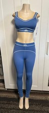 alo Women's Blue Bra Leggings Set, Athletic Fit, Sleeveless, Elastic Waist, 2