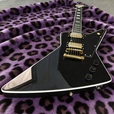 6 String Black Beauty Electric Guitar Ebony Explorer Solid Mahogany HH Pickup