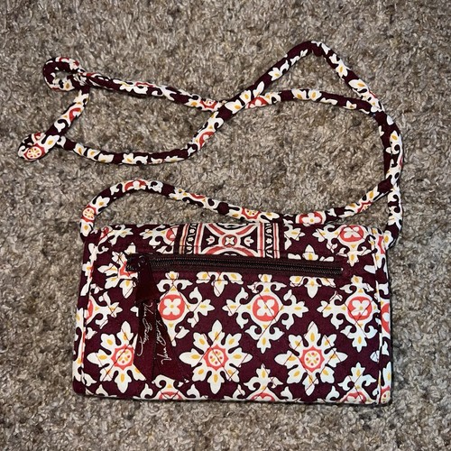 Vera Bradley Retired Medallion Shoulder Tote Burgundy, Crossbody, Coin Pouch - Picture 8 of 12