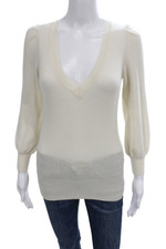 Autumn Cashmere Unisex Pullover V-Neck Cashmere Sweater White Size XS
