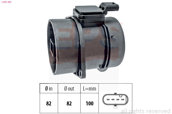 Débitmètre de masse d'air EPS 1.991.455 à sonde haute précision pour DODGE