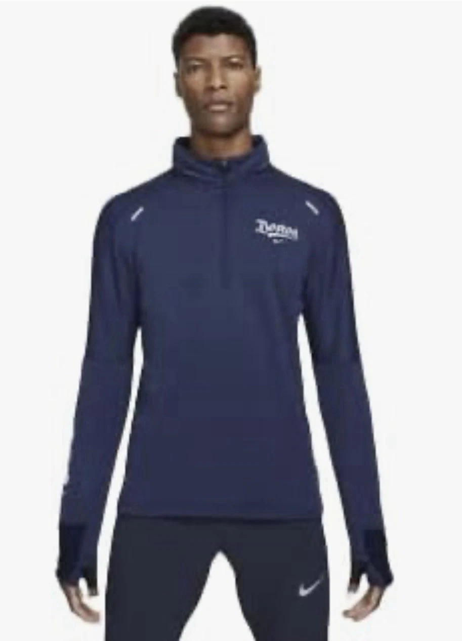 L- Nike Sphere Element Boston Men's Running Crew Sweatshirt Top, Midnight Navy.