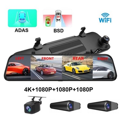 12Inch 4 Channel 4K Dash Cam 360 Degree Panoramic Monitor WIFI ADAS BSD Recorder