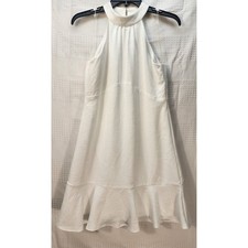 Kellywood Dress Size Medium White Halter Tie Strap Frill Detail Sundress