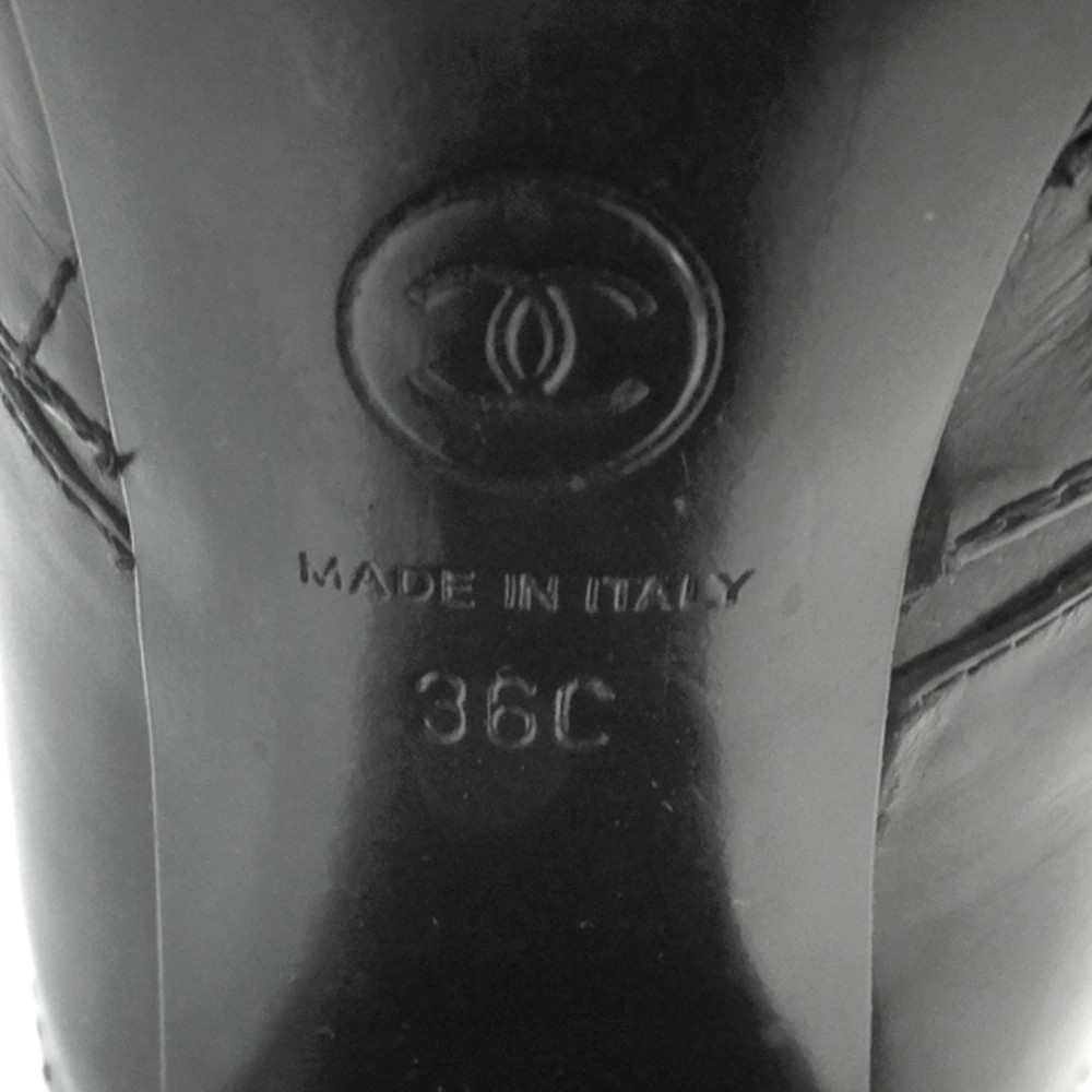 CHANEL short boots black size 36 equivalent J G284 silver hardware high heels he thumbnail 9