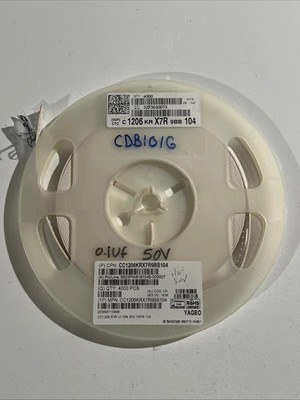Aprox 2000pcs CC1206KRX7R9BB104 CAP CER 0.1UF 50V X7R 1206 Digi-reel Capacitor