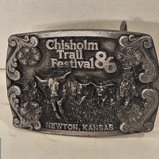 Vintage The Buckle Source Belt Buckle Mens One Size Silver 1986 Chisholm Trail