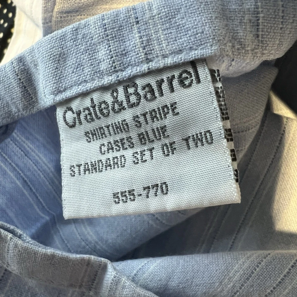 Crate and Barrel Blue Shirting Striped Pillowcases Coastal Beach Nautical 19x28 - Image 2 of 4