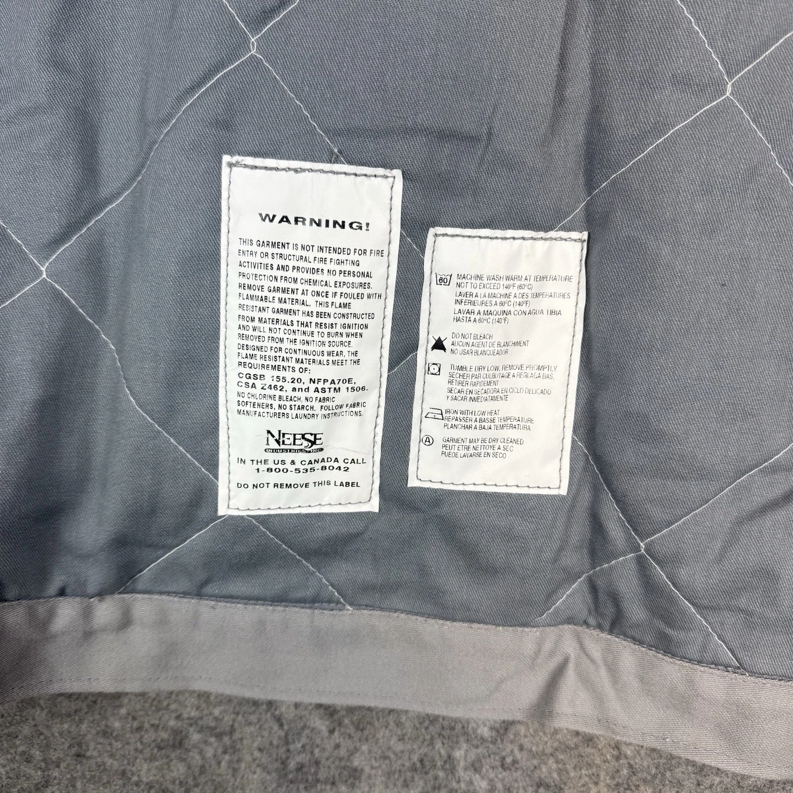 NeeseWear FR Indura Westex Jacket Mens XL Gray Flame Resistant Canvas Quilted image 10