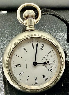 1899 Waltham Model 1883 Pocket Watch 18s 15J Grade 820 Silverode Train Case