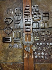 Vintage Belt Buckles Lot Mixed Metal Hardware Leather Craft Repair Hobby