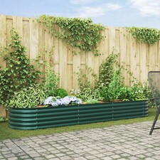 Image of Garden Raised Bed Green Galvanised steel 320 x 80 x 44 cm Durable vidaXL