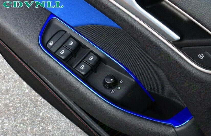 For Audi A3 S3 RS3 2015-2020 Blue Titanium Glass Window Switch Lock Strip Trim - Image 3 of 4