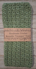 crochet handmade reusable unpaper  towel cloth kitchen rosemary green 1pc
