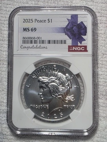 2025 $1 Peace Uncirculated Silver Eagle Dollar NGC MS69  #2693