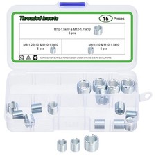15Pz Inserti Filettati, 3 Misure Inserto Riparazione Filettatura per Attrezzature Meccaniche