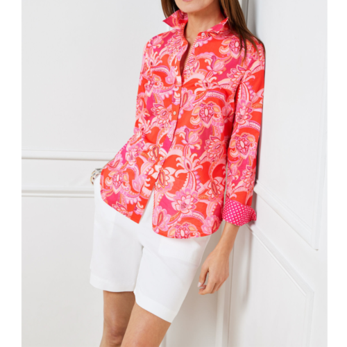 COTTON BUTTON FRONT SHIRT - CHARMING FLORAL, PINK Talbots NWT $99, Plus - 3X. - Picture 1 of 1