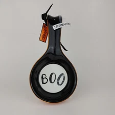 Terramoto Ceramic Spoon Rest Halloween Orange Black BOO