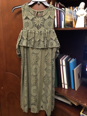 Francescas Dark Olive Dress Lace Peek Shoulder New With Tags Size L