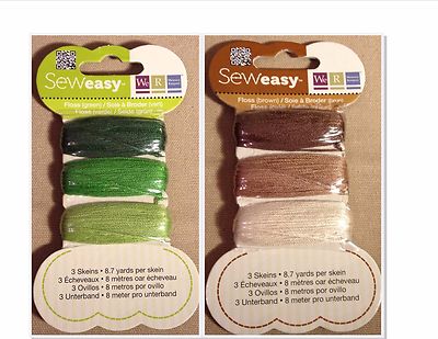 We R Memory Keepers SEWeasy Floss - Brown OR Green - 3 skeins - CHOOSE ONE!