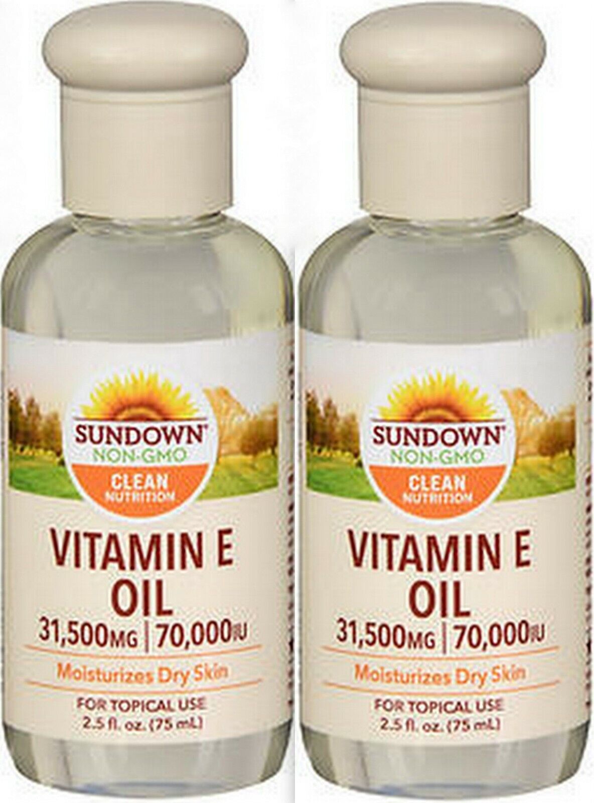 Sundown Pure Vitamin E Oil 70000iu 2.5oz ( 2 bottles ) PHARMACY FRESH! 