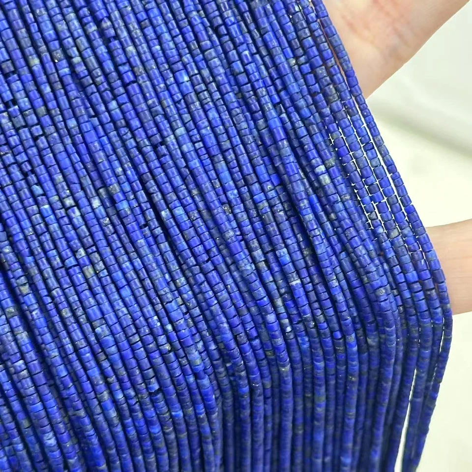 1mm Natural Afghan Lapis Lazuli Tiny Tube Heishi Spacer Beads for Jewelry Making - Image 2 of 4