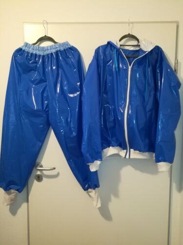 PANTALON EN CAOUTCHOUC PVC pantalon VESTE PEINTURE costume de sport combinaison de jogging SOUPLE XL - Photo 1 sur 8